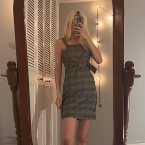 Twik Checkered Mini Dress with Belt